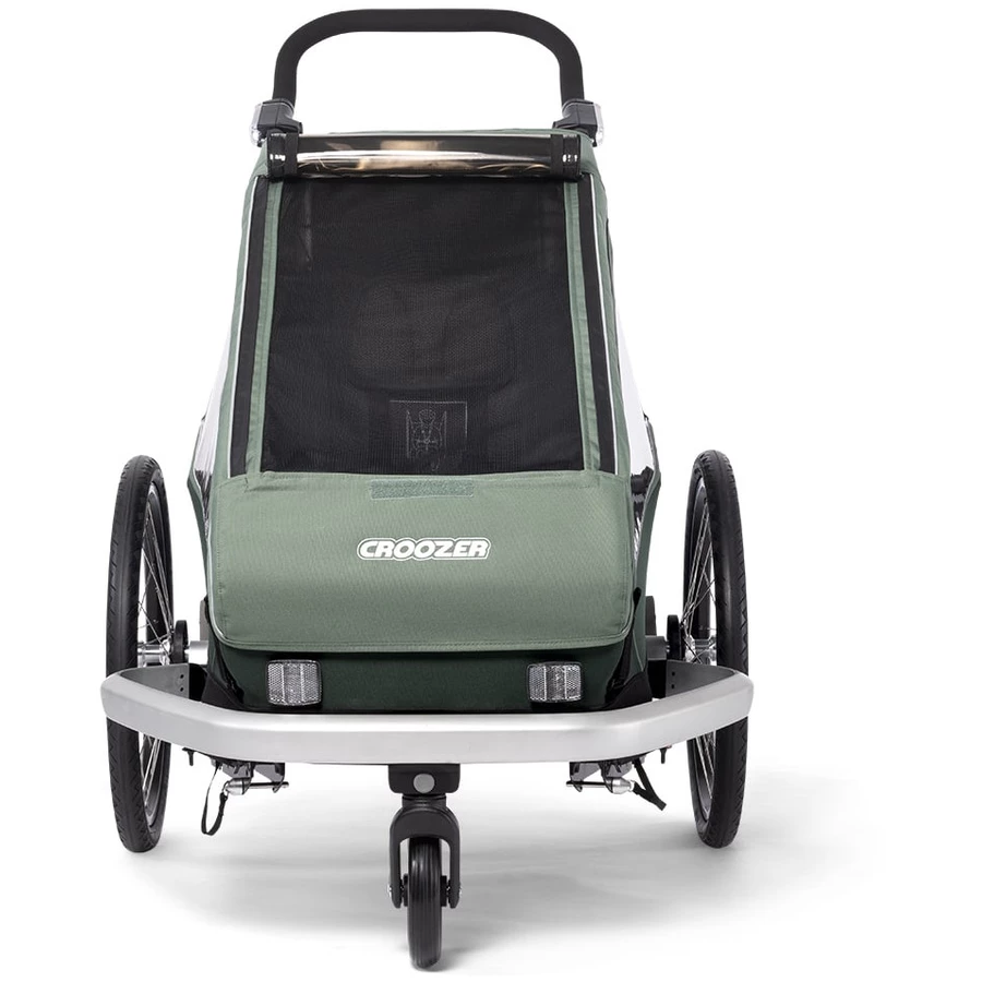 CROOZER Kinderfahrradanhänger  Kid Vaaya 1 Jungle green inklusive Fußraumschutzwanne