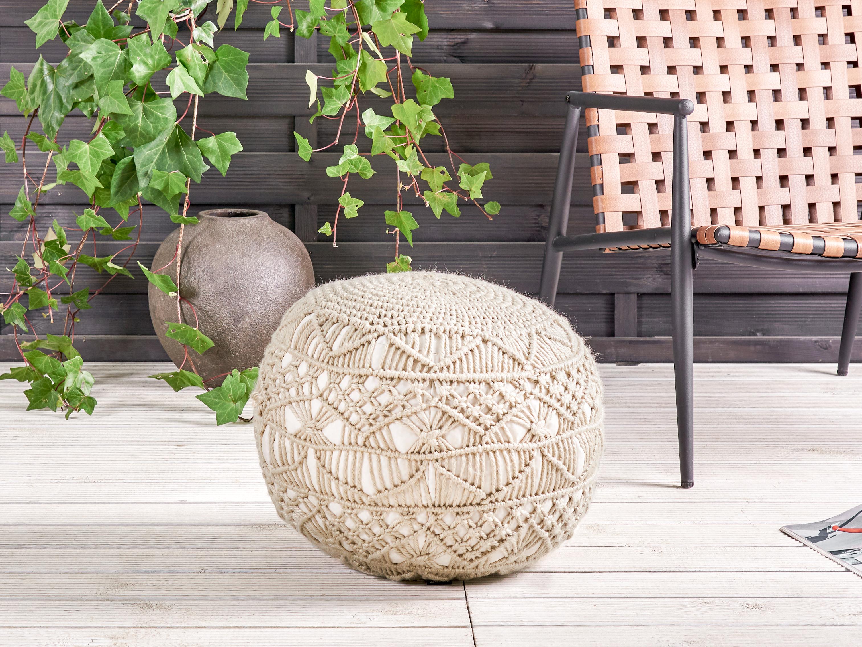 Poef AADHI Synthetisch materiaal Beige