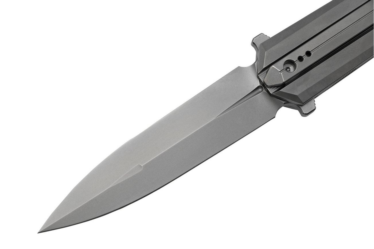 WE Knife Diatomic WE22032-2 Gray Bead Blasted Titanium, Gray Bead Blasted Single Edge zakmes