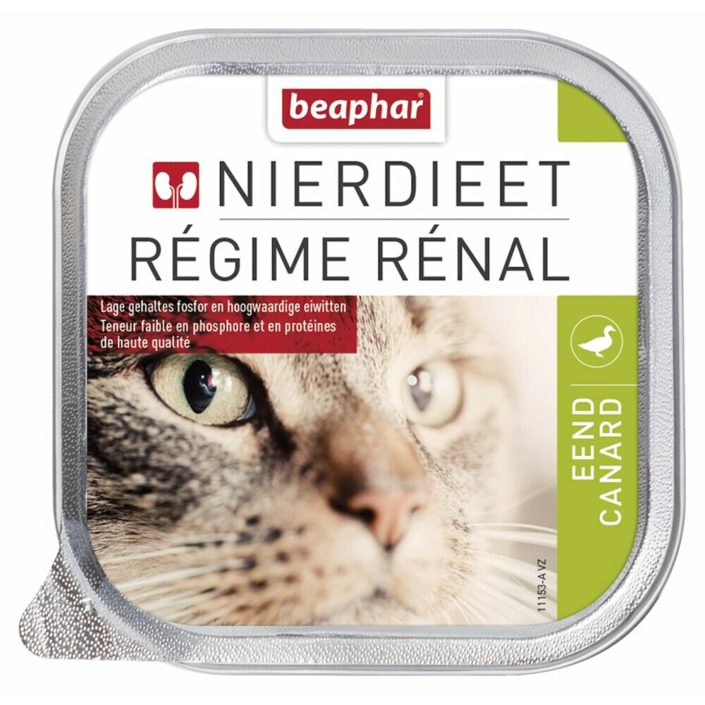 16x Beaphar Nierdieet Kattenvoer Nat Eend100 gr