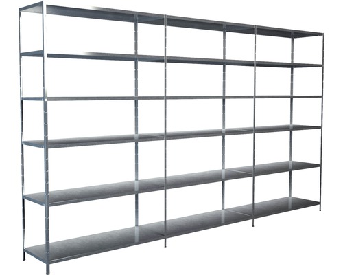 Insteekbare basisstelling en 2 opzetplanken, verzinkt, 230x260x50 cm, 18 planken, hoekprofielen gedeeld, draagvermogen set 1530 kg
