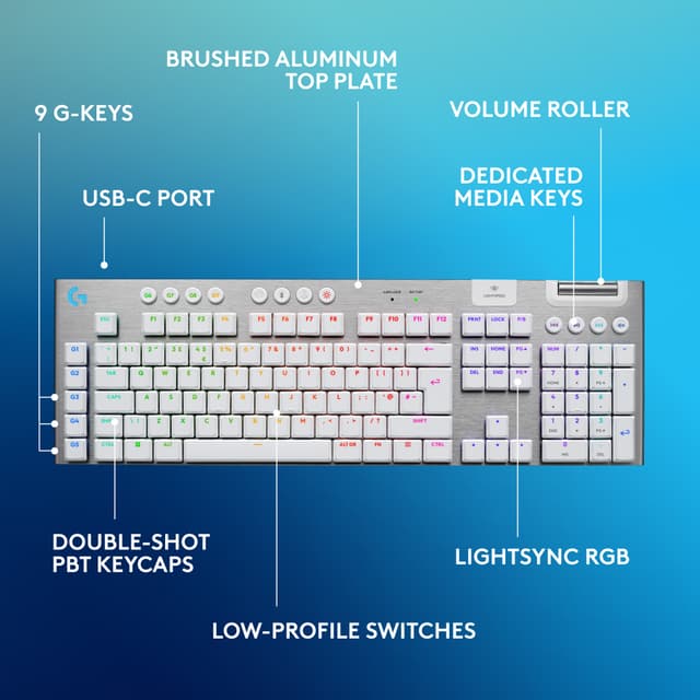 Logitech G915 X Lightspeed trådløst taktilt gamingtastatur (hvid)
