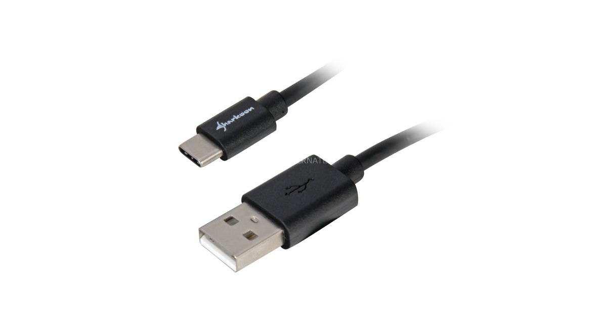 SharkoonUSB-A 2.0 - USB-C kabel  (Zwart, 3 meter)
