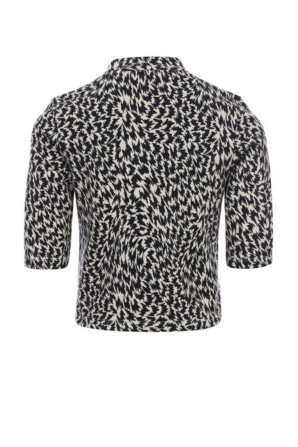 LOOXS crop top met all over print antraciet/beige