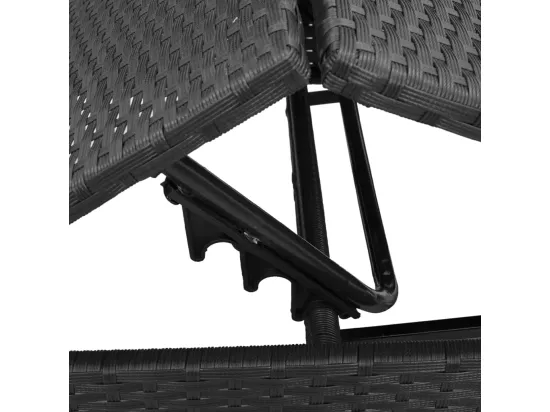 Chaises longues lot de 2 avec table noir résine tressée