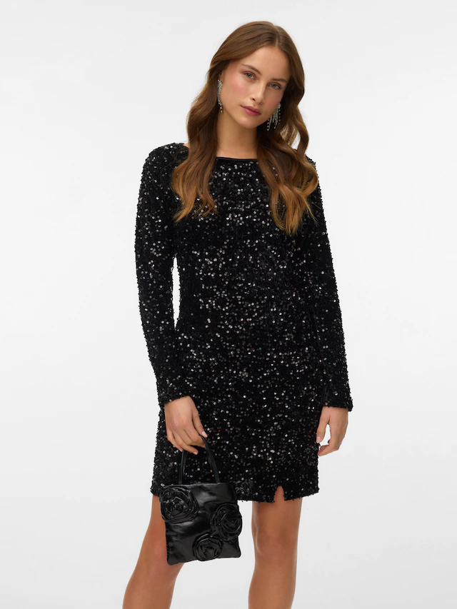 Vero Moda Midikleid »VMBELLA LS SHORT SQ DRESS JRS GA« Partykleid, festlich, mit Pailletten