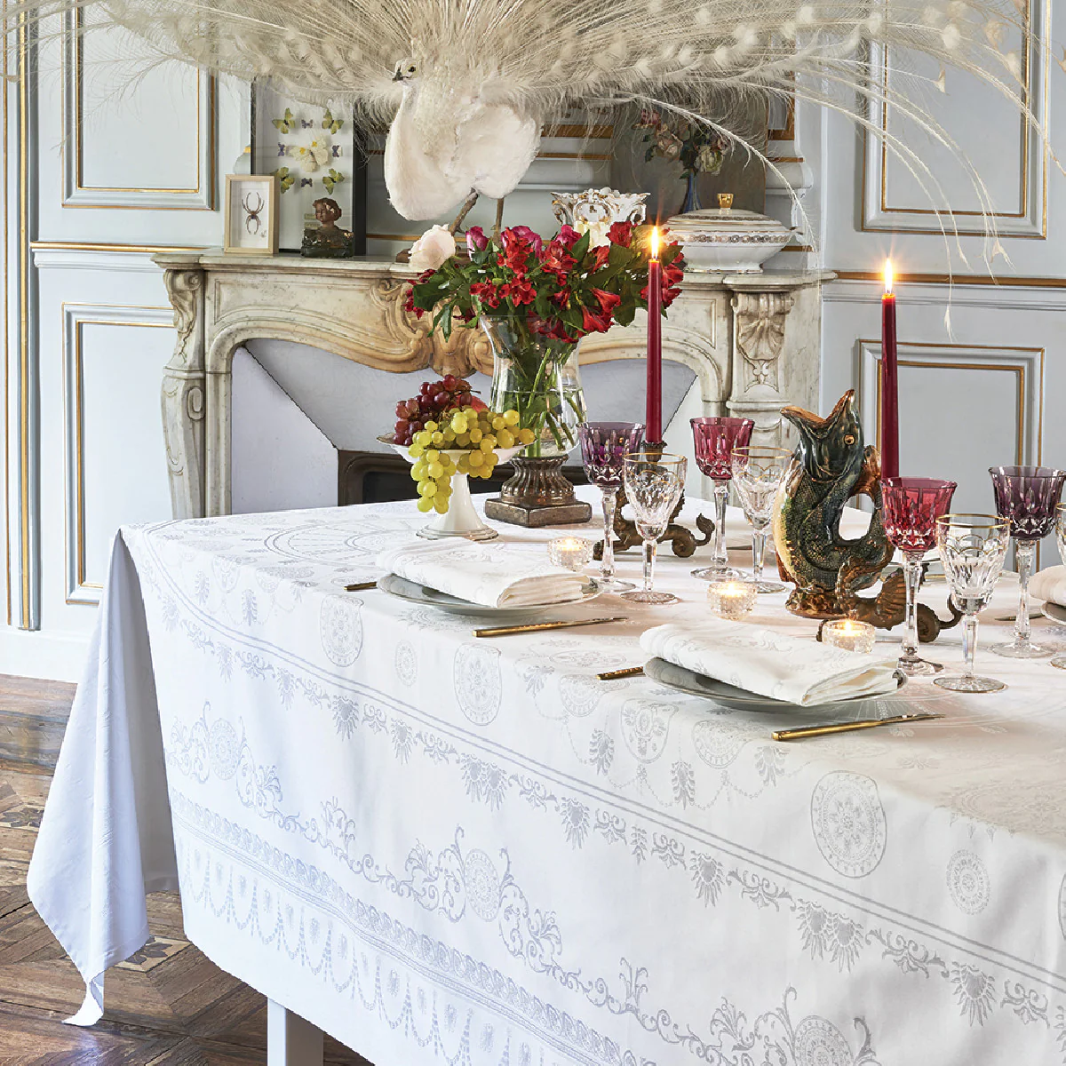 Nappe antitache déperlant pur coton blanc 174X304 Garnier Thiebaut