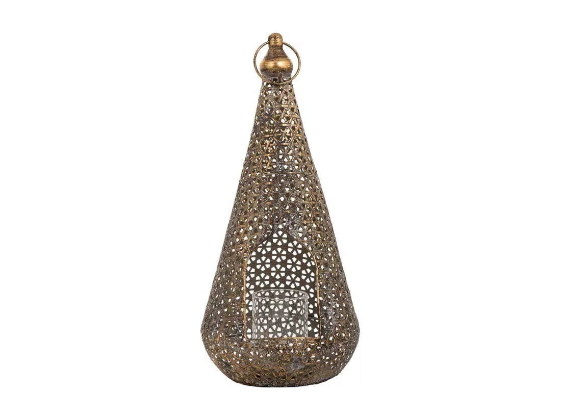 Bougeoir en métal doré 19.5x19.5x43.5h