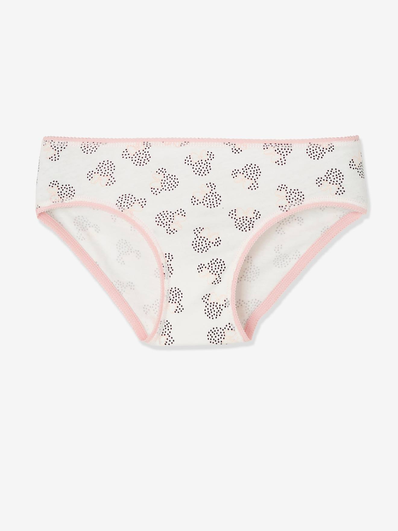 Pacote com 3 calcinhas DS Minnie® tamanho médio, brancas e estampadas.