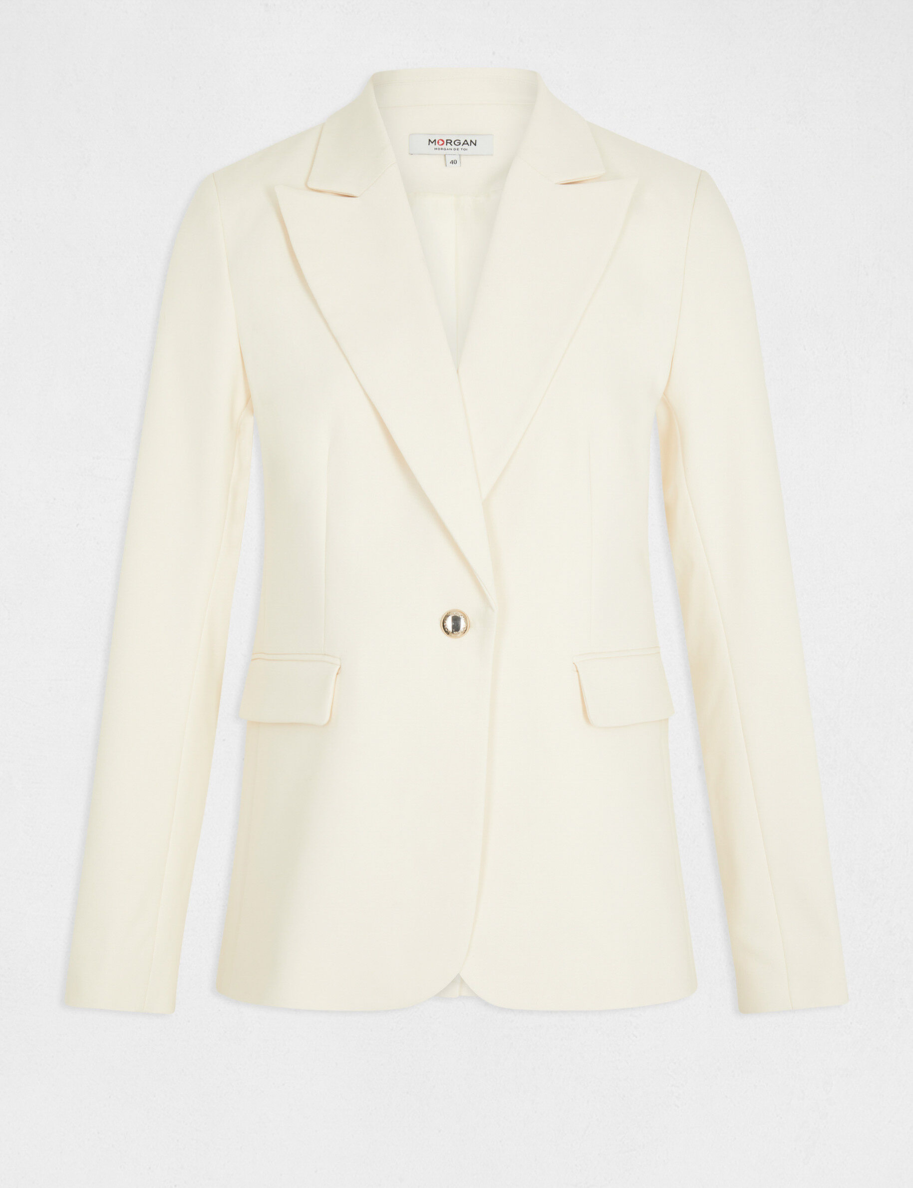Veste city cintrée manches longues ecru moyen femme - ecru_moyen