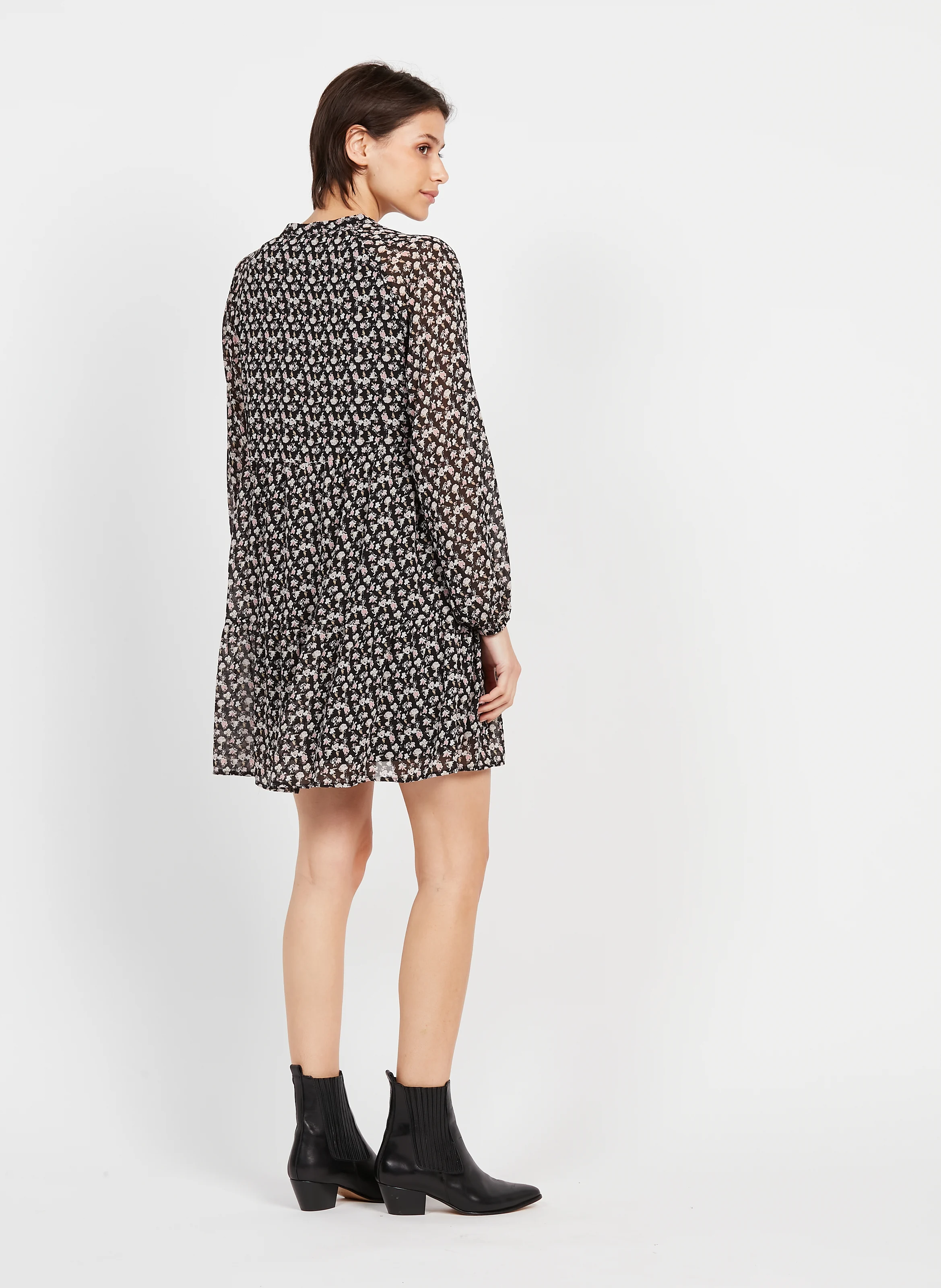 Mila Gia - Robe Mila Gia en voile à imprimé floral | Noir