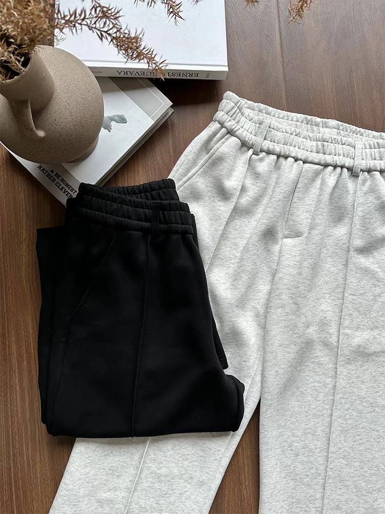 DragonRoad - Mid Rise Plain Straight Leg Sweatpants