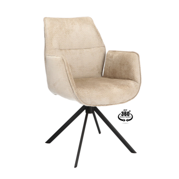 Eetkamerstoel Onne Movie desert beige chenille stof met armleuning