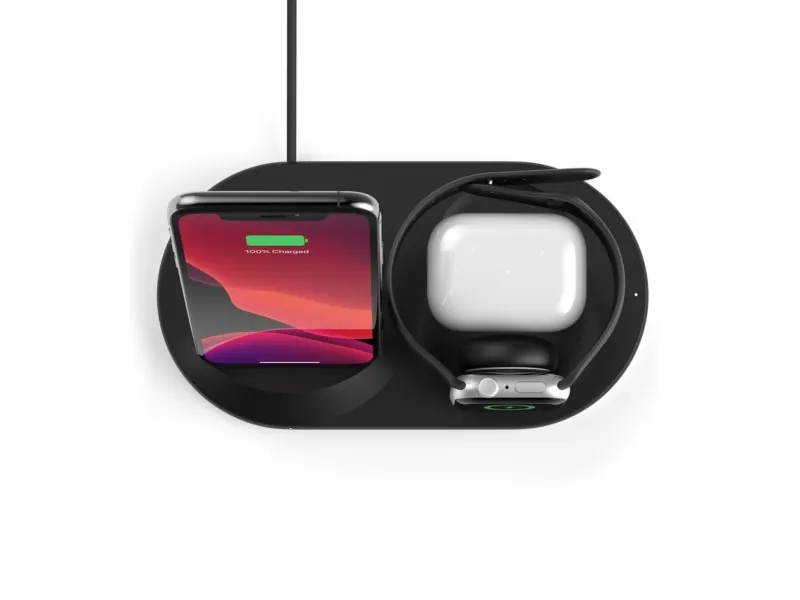 Belkin BoostCharge - Trådløs opladningsstander - 7.5 Watt - sort - for Apple AirPods; AirPods Pro; iPhone 11, 12, 7, 8, SE, X, XR, XS, XS Max; Watch