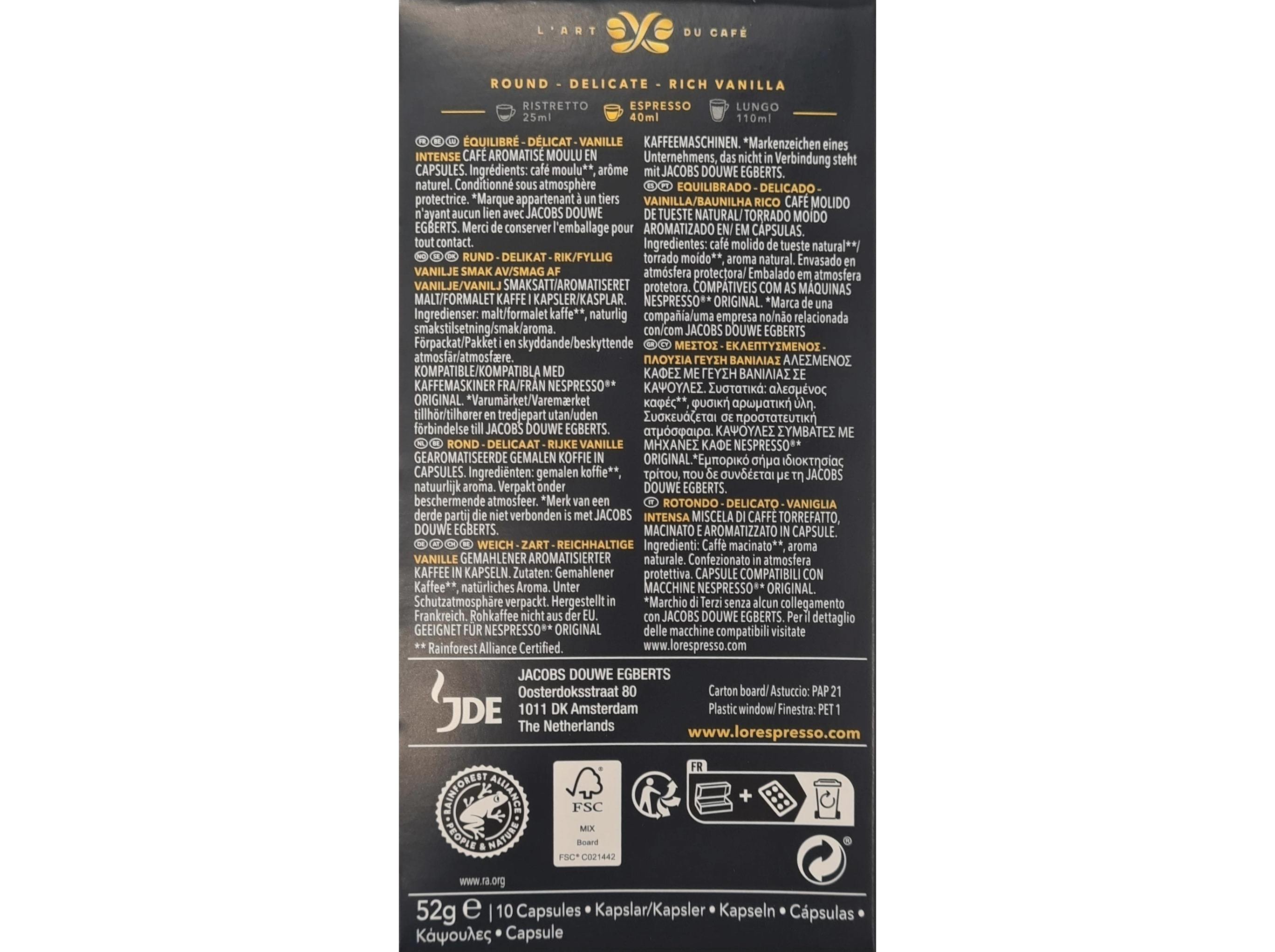 CÁPSULAS CAFÉ L'OR BAUNILHA 10 UN