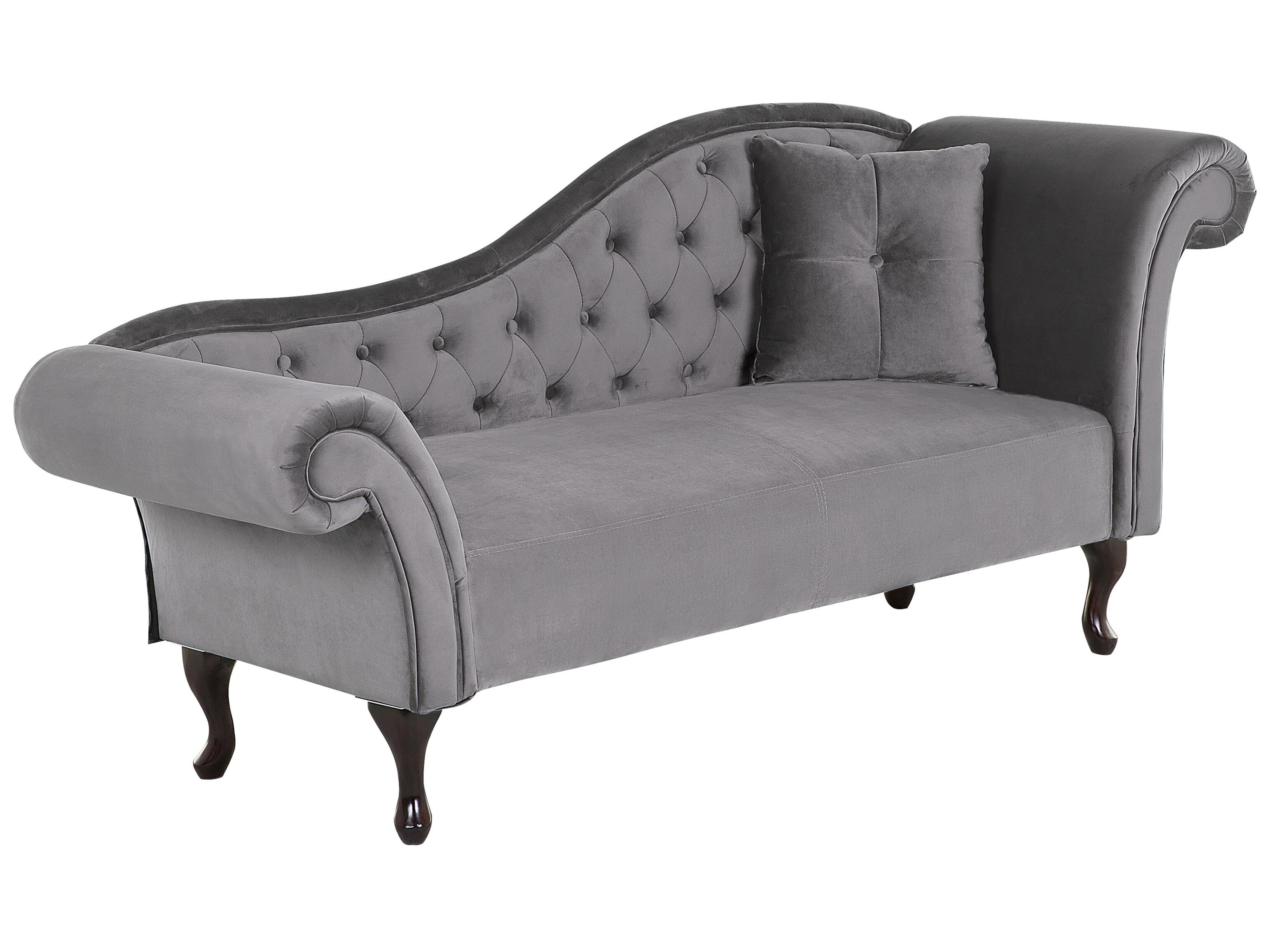 Rechtszijdige chaise longue LATTES Fluweel Grijs