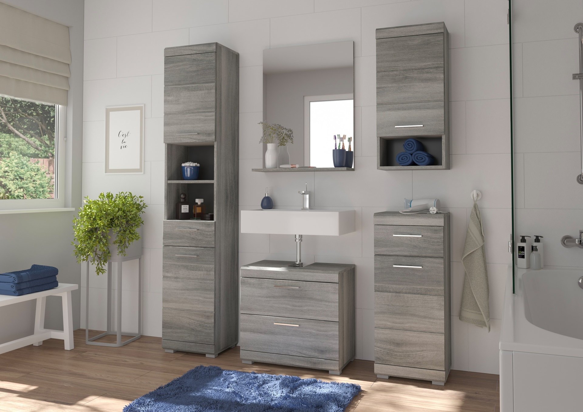 Bad-Hängeschrank Soul grau B/H/T 37x79x24