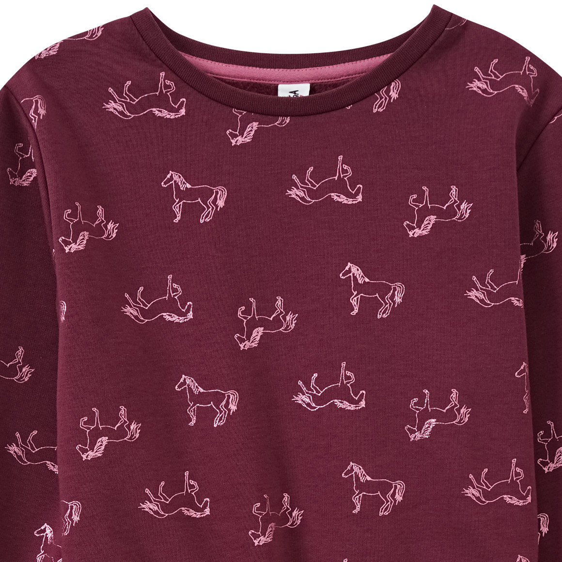 Yigga Mädchen Sweatkleid mit Pferde-Allover dunkelrot