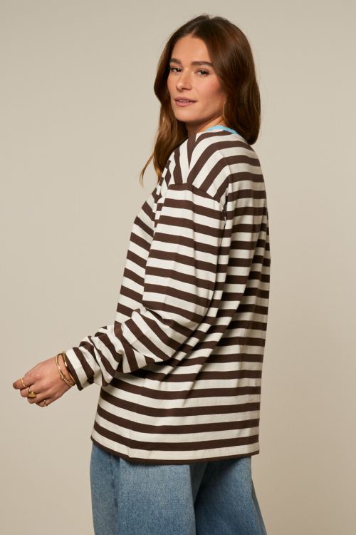 Bruin gestreept longsleeve T-shirt 