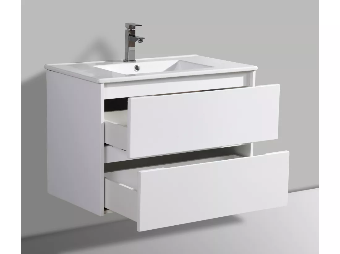 Ensemble meuble de salle de bain 100 cm blanc laqué Aquadoli