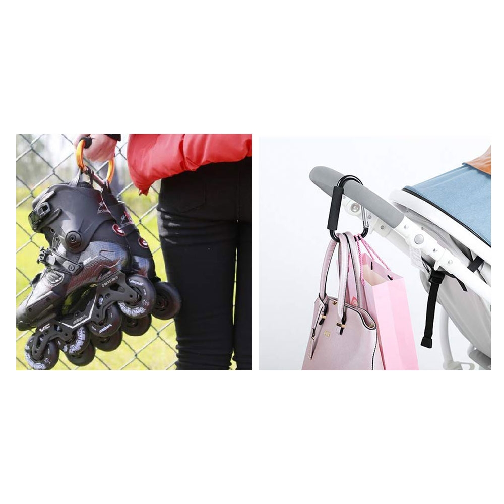 (14cm) Aluminium XL Karabiner Haken Aufhänger Kinderwagen-Haken - Schwarz