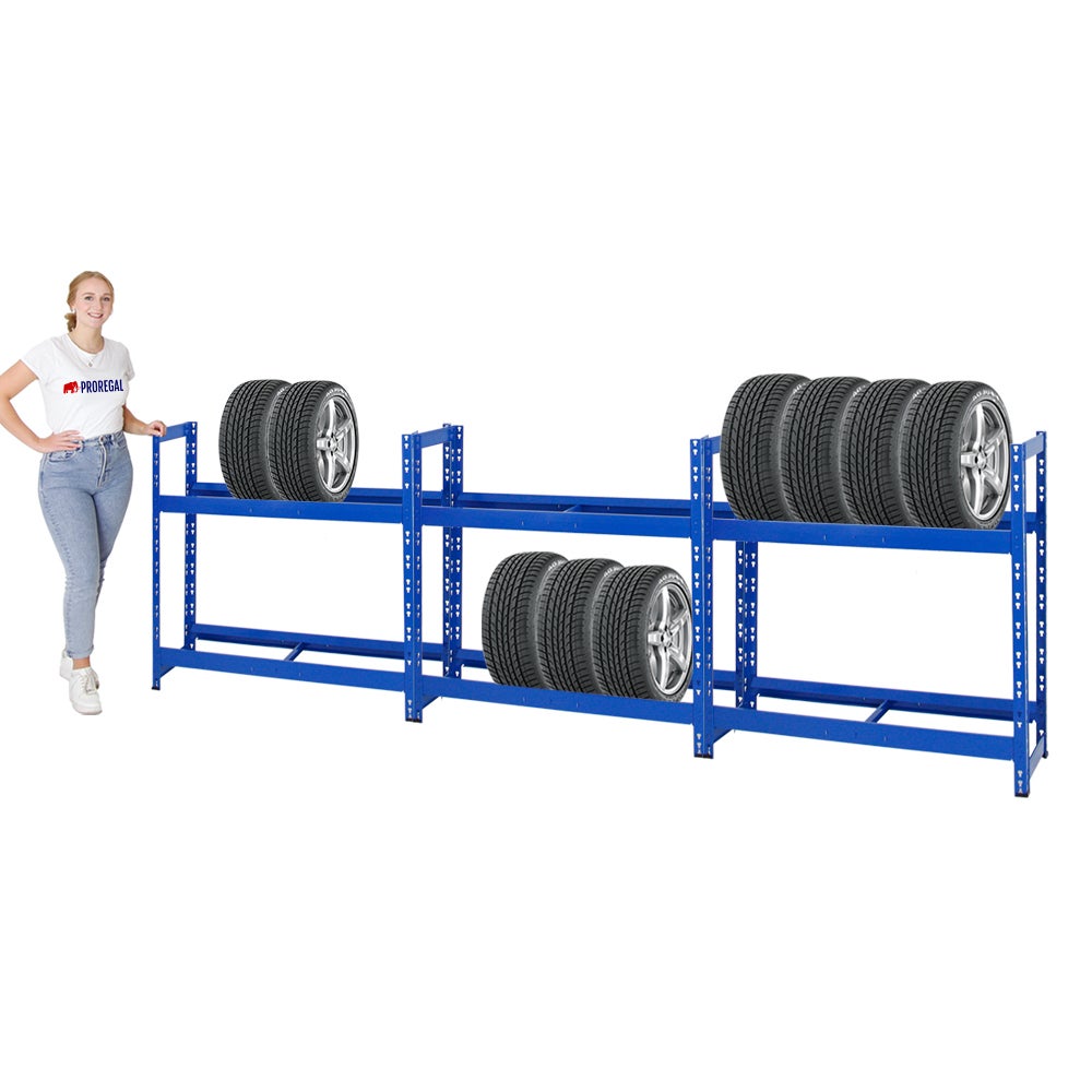 PROREGAL Mega Deal 3x Tiger Bandenrek HxBxD 100 x 110 x 35 cm Tot 24 Banden Blauw