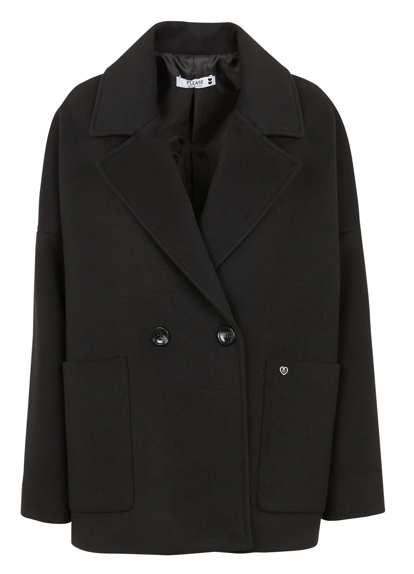 Manteau col tailleur | Noir