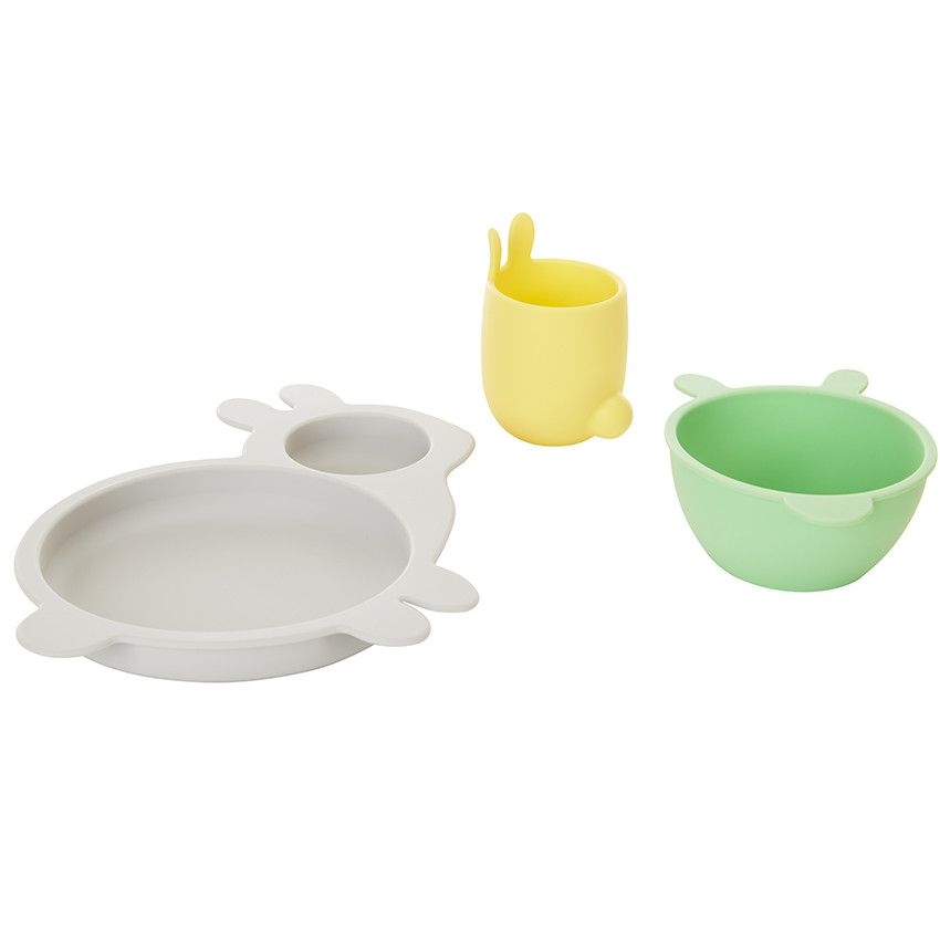 Set repas en silicone Beige - Ecru