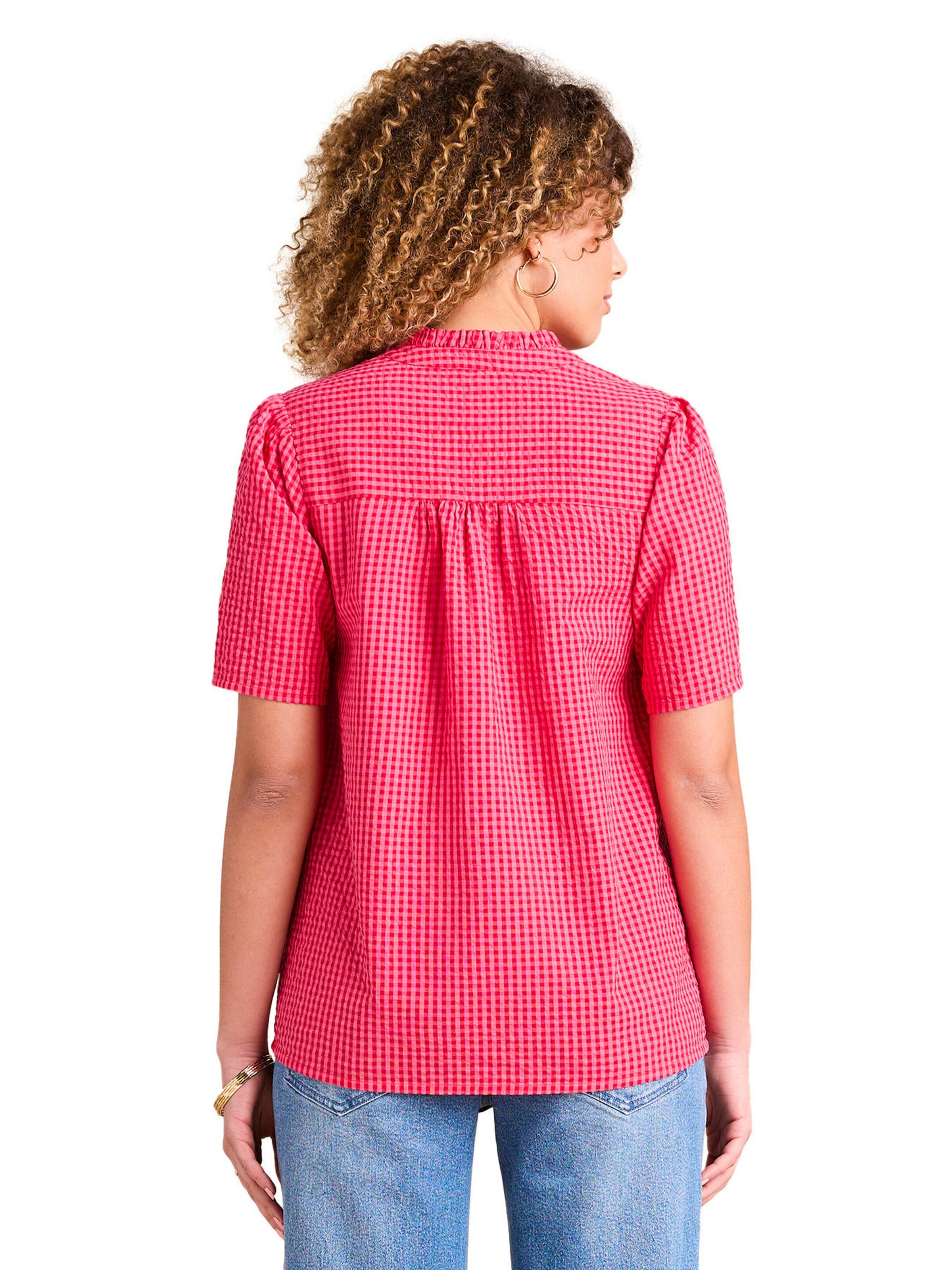 Envie de Fraise Seersucker-Hemdbluse für Schwangerschaft und Stillzeit rosa