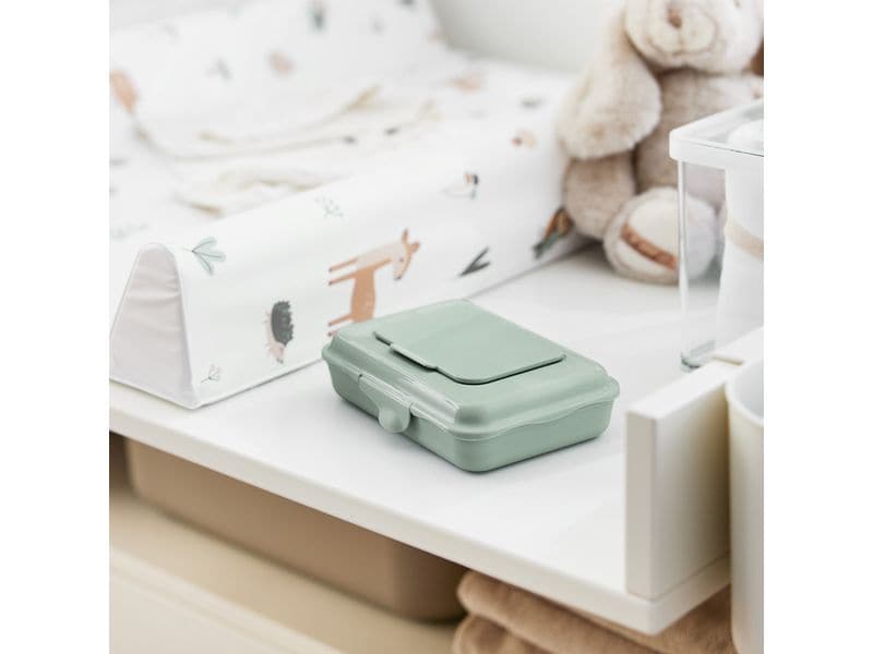 Rotho Babydesign Feuchttücher-Box TILO Sage Green 0.45 l Feuchttücherbox für zu Hause und unterwegs