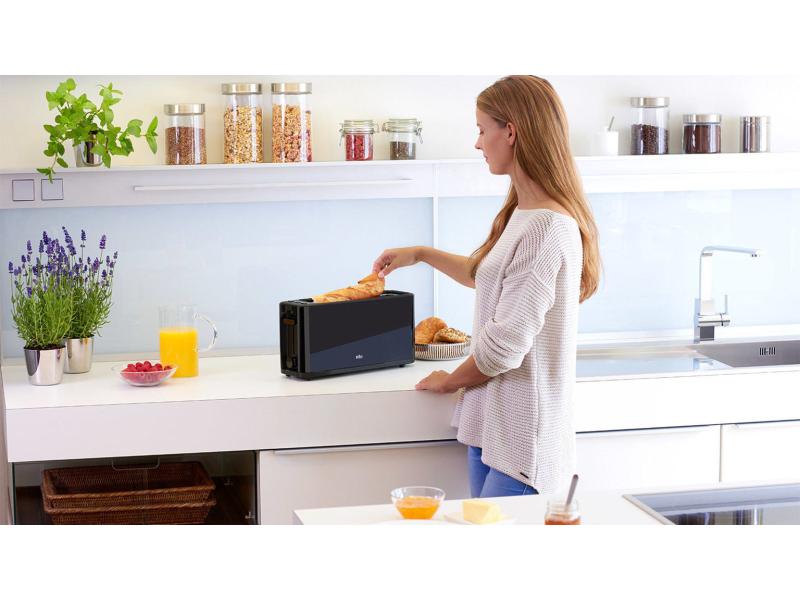 Braun Toaster PureEase HT3110 Schwarz Langschlitz Toaster, Schwarz