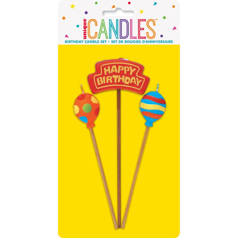 Verjaardagskaarsjes Happy Birthday Ballonnen 26,4cm 3st