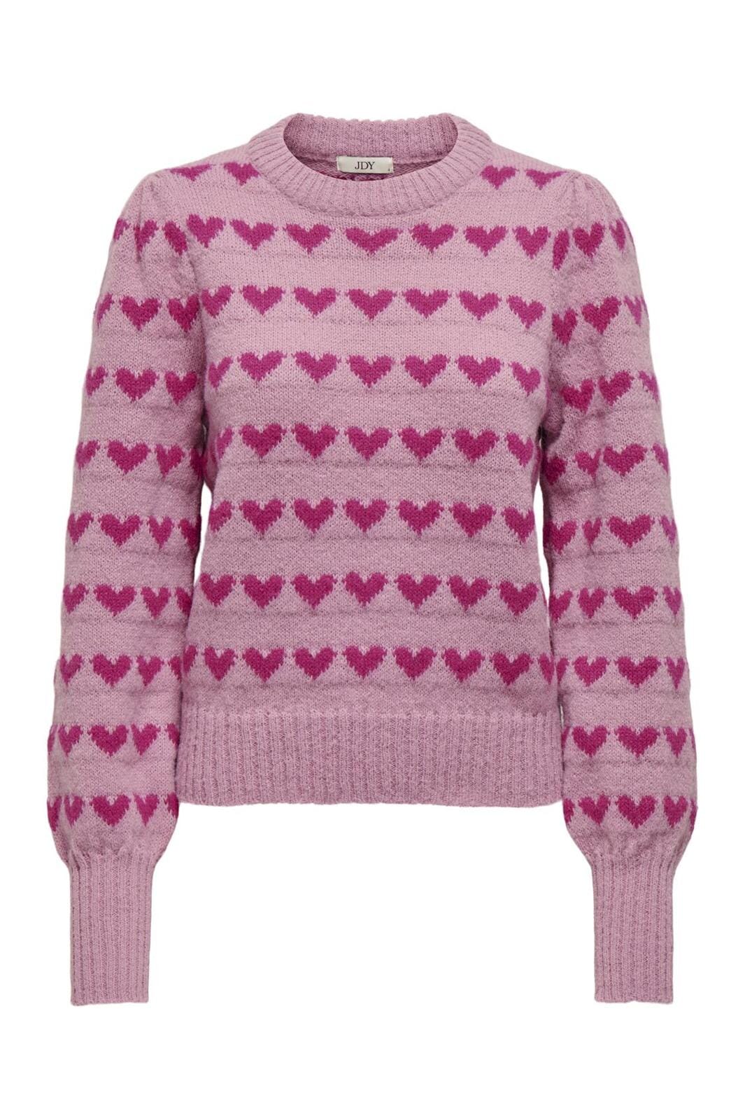 JDY Jdysigrid Life L/S On Puff Pull Knt 4622909 lilas w cactus flower hearts