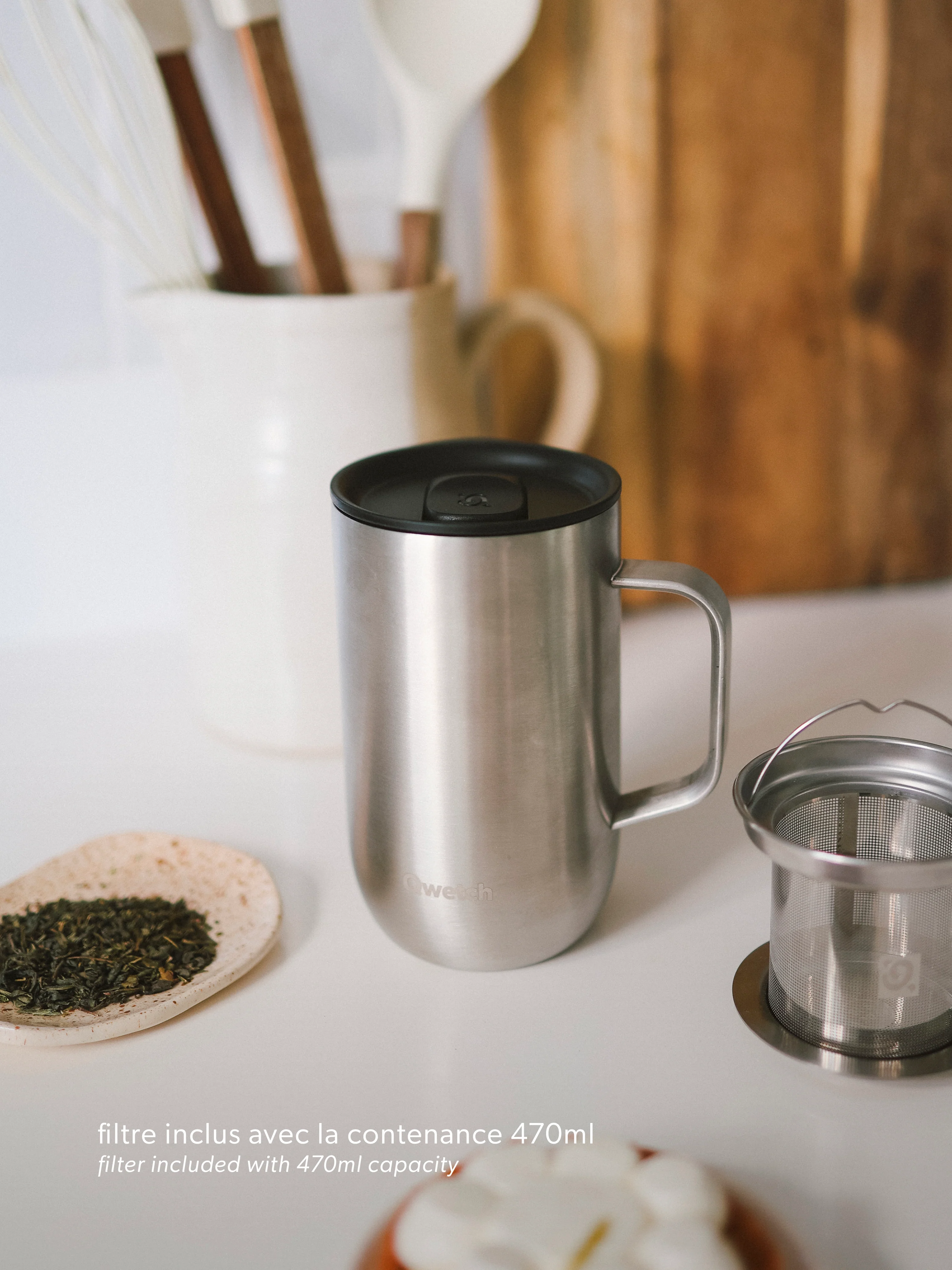 Mug Tisanière isotherme Inox - Qwetch