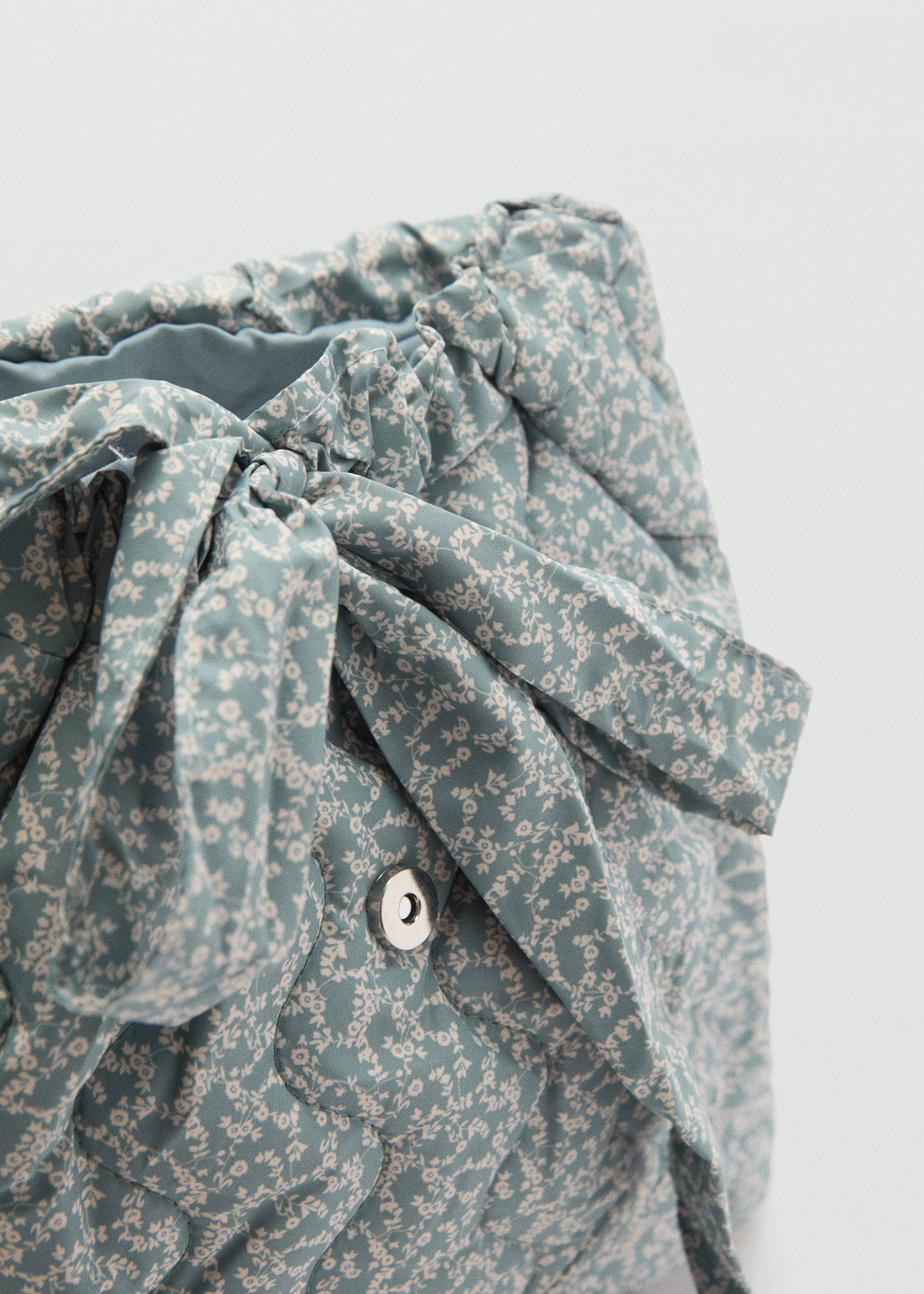 Mango Kids rugzak met bloemdessin aquamarijn/wit