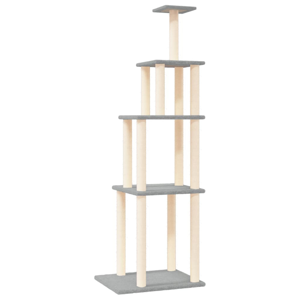 Arranhador para gatos vidaXL com postes de sisal cinza claro, 183 cm