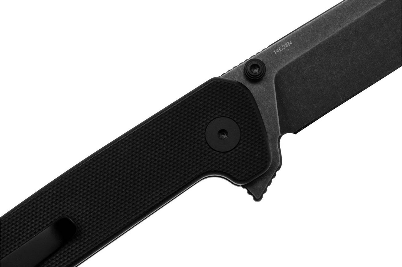 QSP Knife Penguin Button Lock QS130BL-A2, Black, Black G10, zakmes