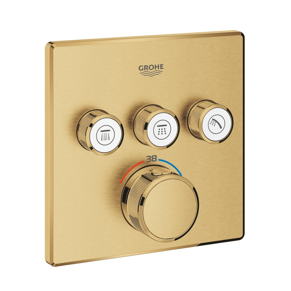 Grohe Grohtherm SmartControl thermostaat met omstel 3-weg vierkant brushed cool sunrise