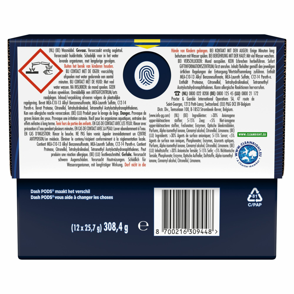 Dash Wasmiddelcapsules 4in1 Platinum Pods +Extra Vlekkenverwijderaar12 stuks