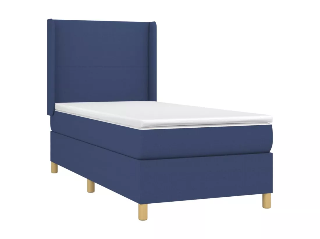 Sommier tapissier avec matelas et LED Bleu 90x190 cm Tissu
