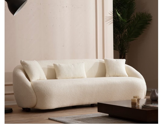 CONCEPT1 - Canapé tissu Napoli 3 places crème 230 x 94 x h75