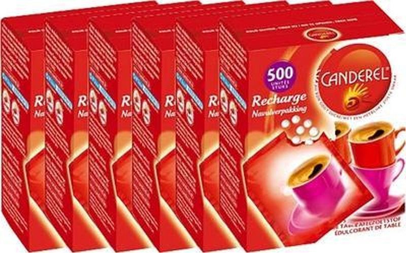 Canderel - Rood Zoetjes - Navulling - 6 x 500 stuks - Voordeelverpakking