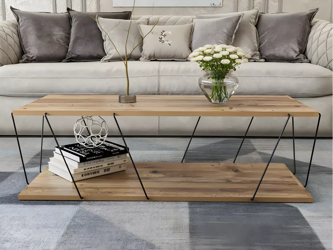 Table basse - Naturel et noir - DELORY