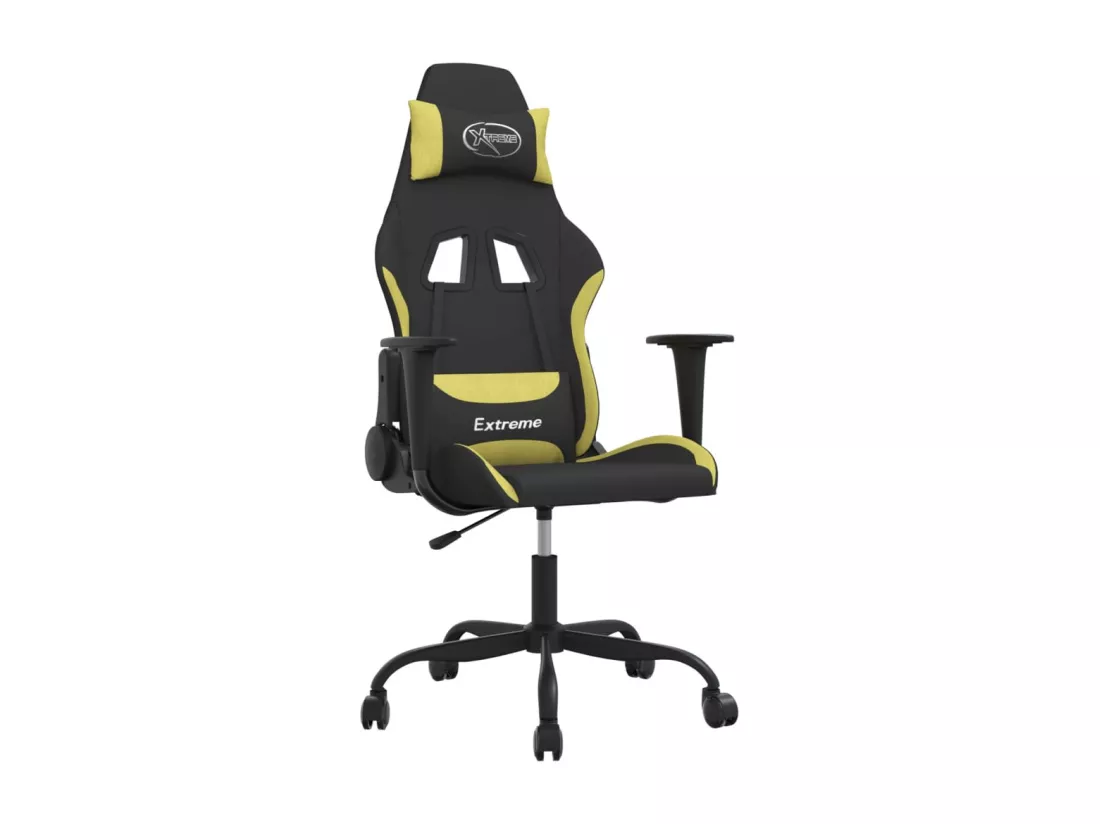 Chaise de jeu de massage Noir et vert clair Tissu