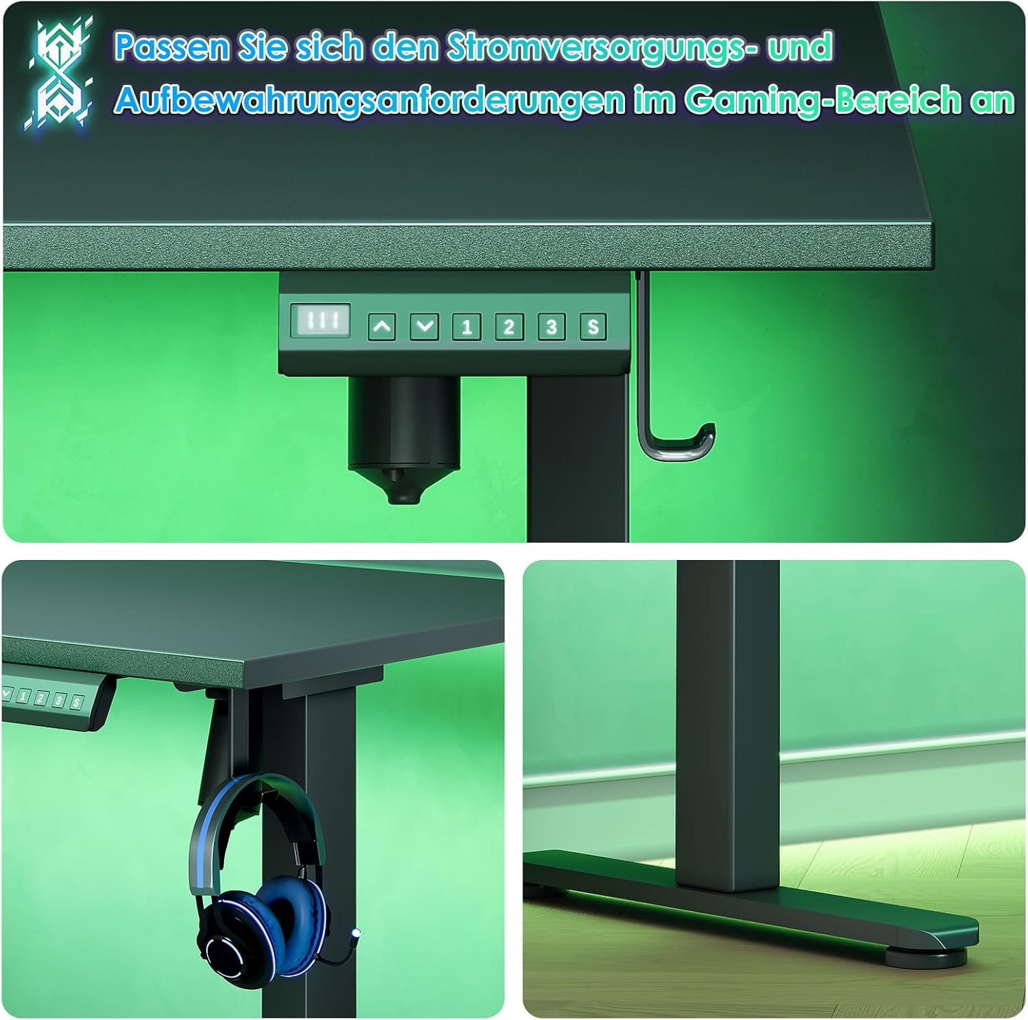 OffiGo L-förmig Höhenverstellbarer Schreibtisch, 180 x 140 cm Schreibtisch Höhenverstellbar Elektrisch, Eckschreibtisch Ergonomischer Steh-Sitz Tisch Computertisch, Schwarz