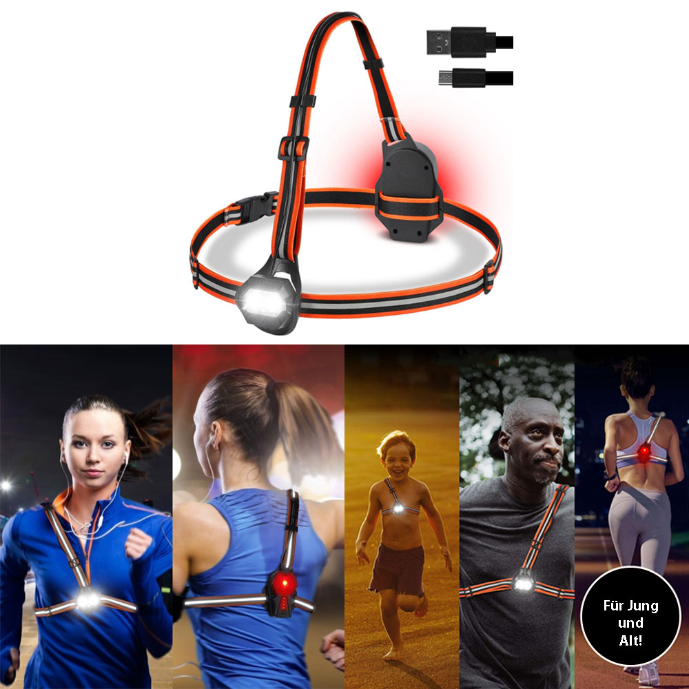 Running Light Sport Lauflicht LED Brust Lampe 500LM (IPX4)   Wiederaufladbar