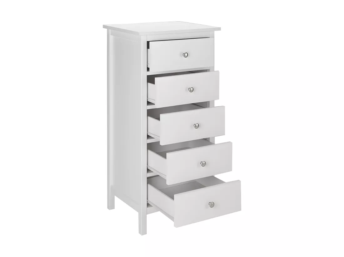 Chiffonnier ALBANE - 5 tiroirs - Pin blanc