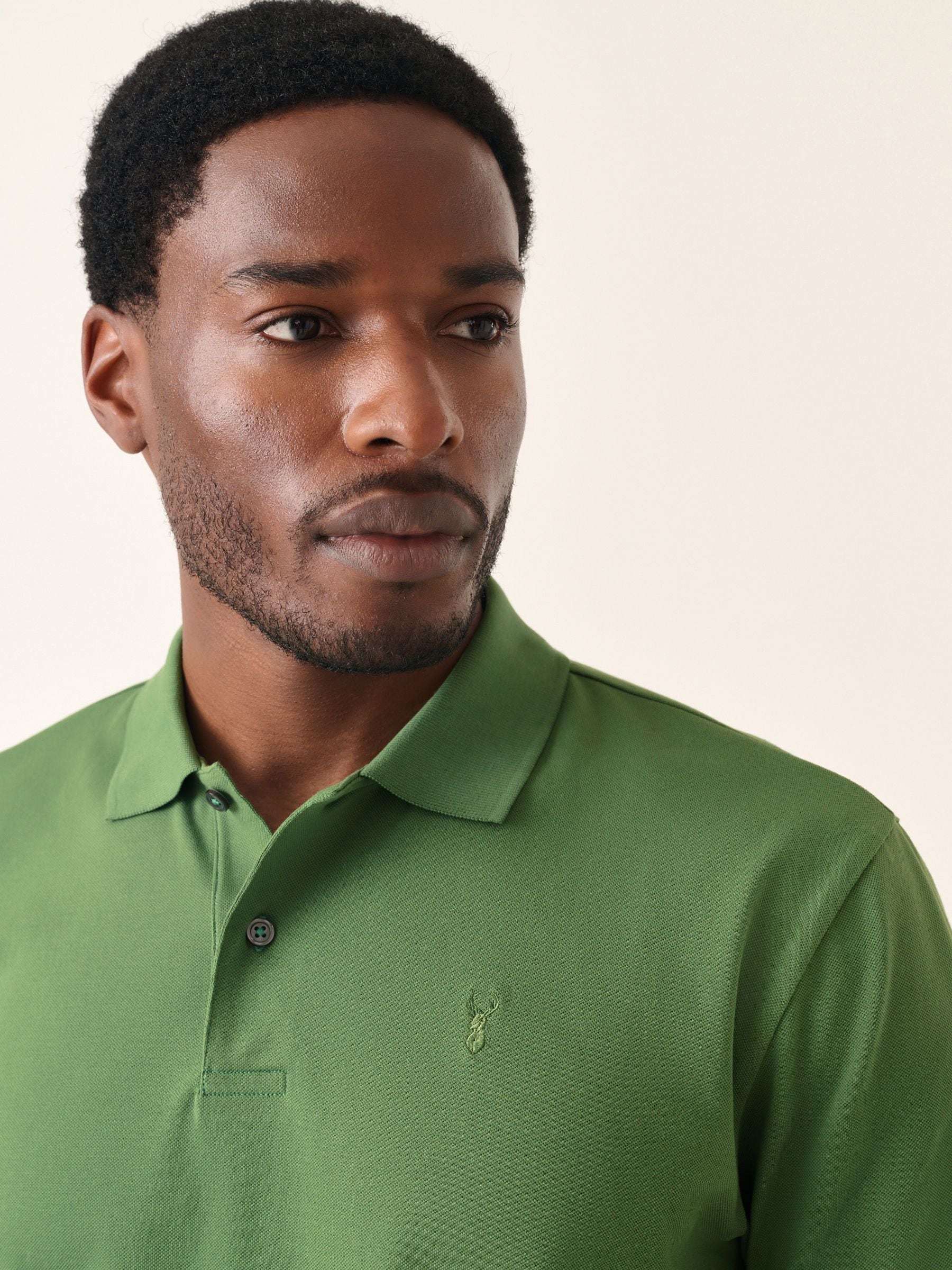 Medium groen - Normale Pasvorm - Long-Sleeve Pique Polo Shirt