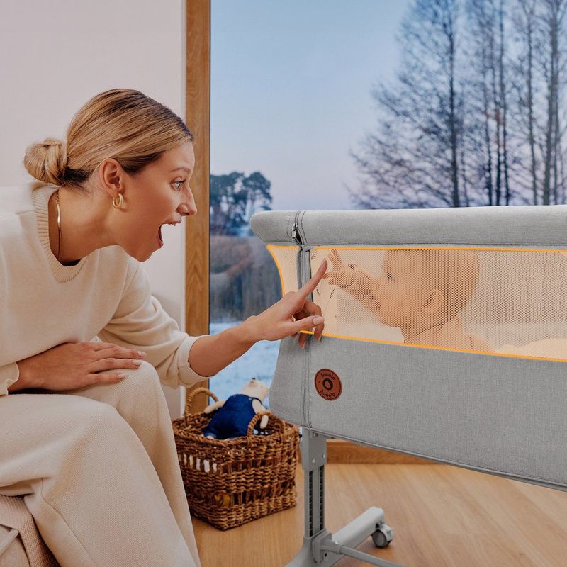 Lionelo Aurora 3in1 Co sleeper Babybedje tot 9 kg Meegroeibed 4 wielen met rem Campingbedje