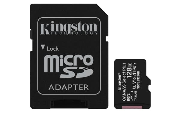 Kingston Canvas Select Plus - Flashminnekort (microSDXC til SD-adapter inkludert) - 128 GB - A1 / Video Class V10 / UHS Class 1 / Class10 - microSDXC